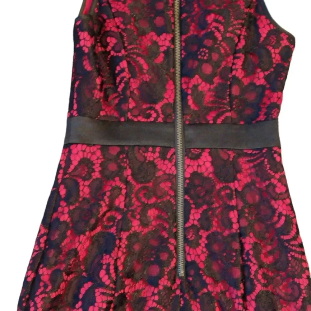 XOXO Red Black Lace Beaded Dress